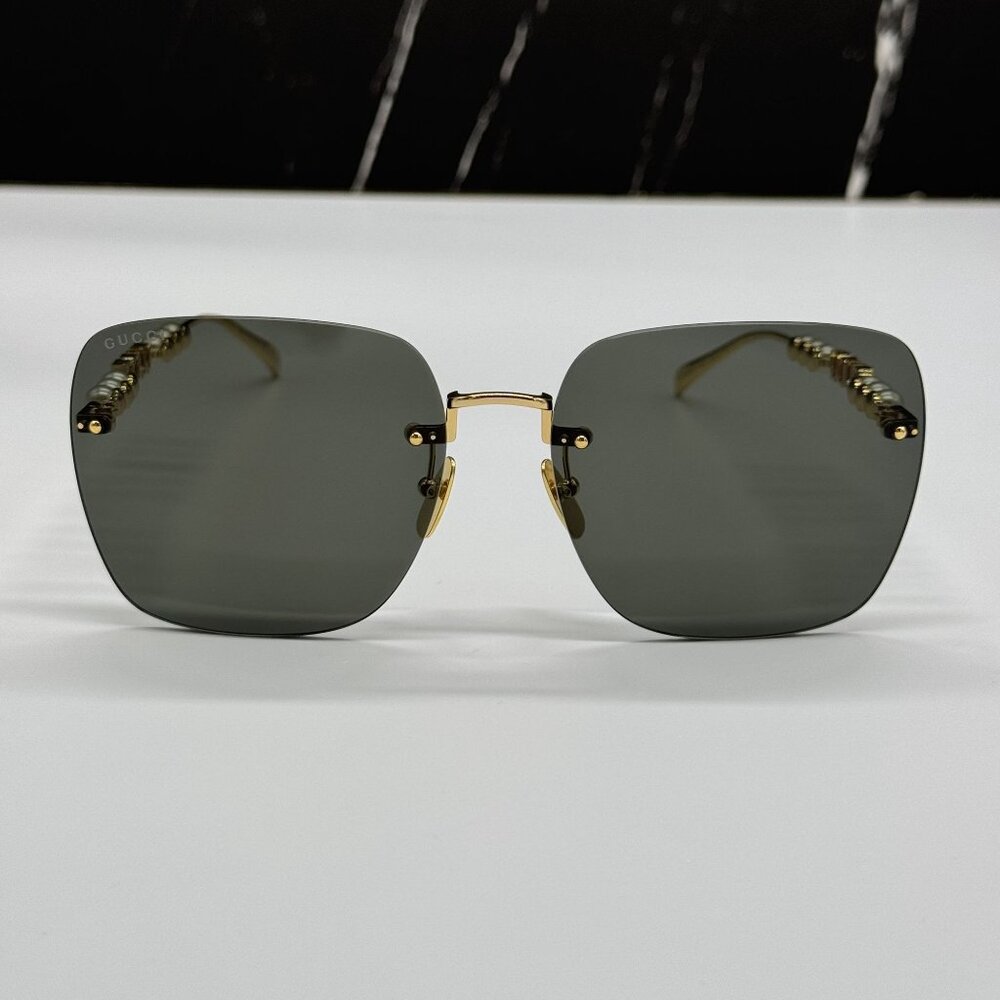 NEW GUCCI SUNGLASSES GOLD GREY WOMEN EYEWEAR GUCCI GG1923SA 001 - Picture 4 of 12